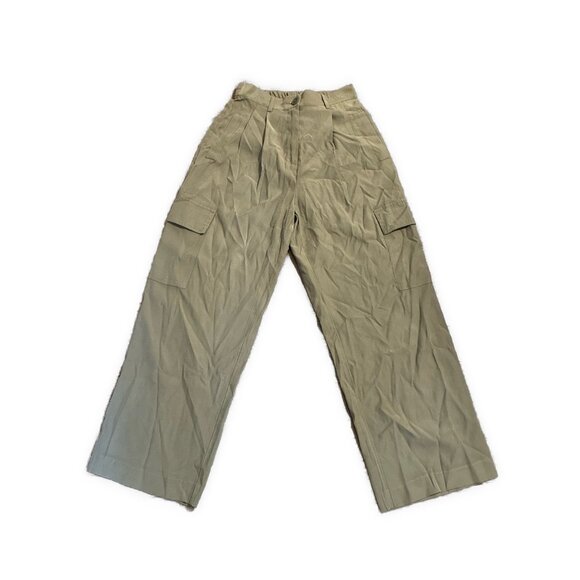 Womens Solid Olive Green High Rise Cargo Pants 4 Small - Picture 1 of 2